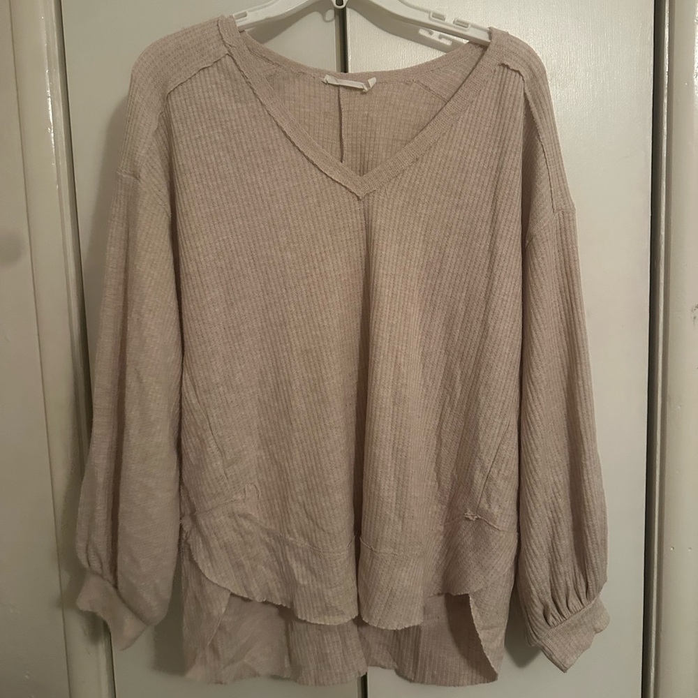 Lush Light Brown Ribbed Top